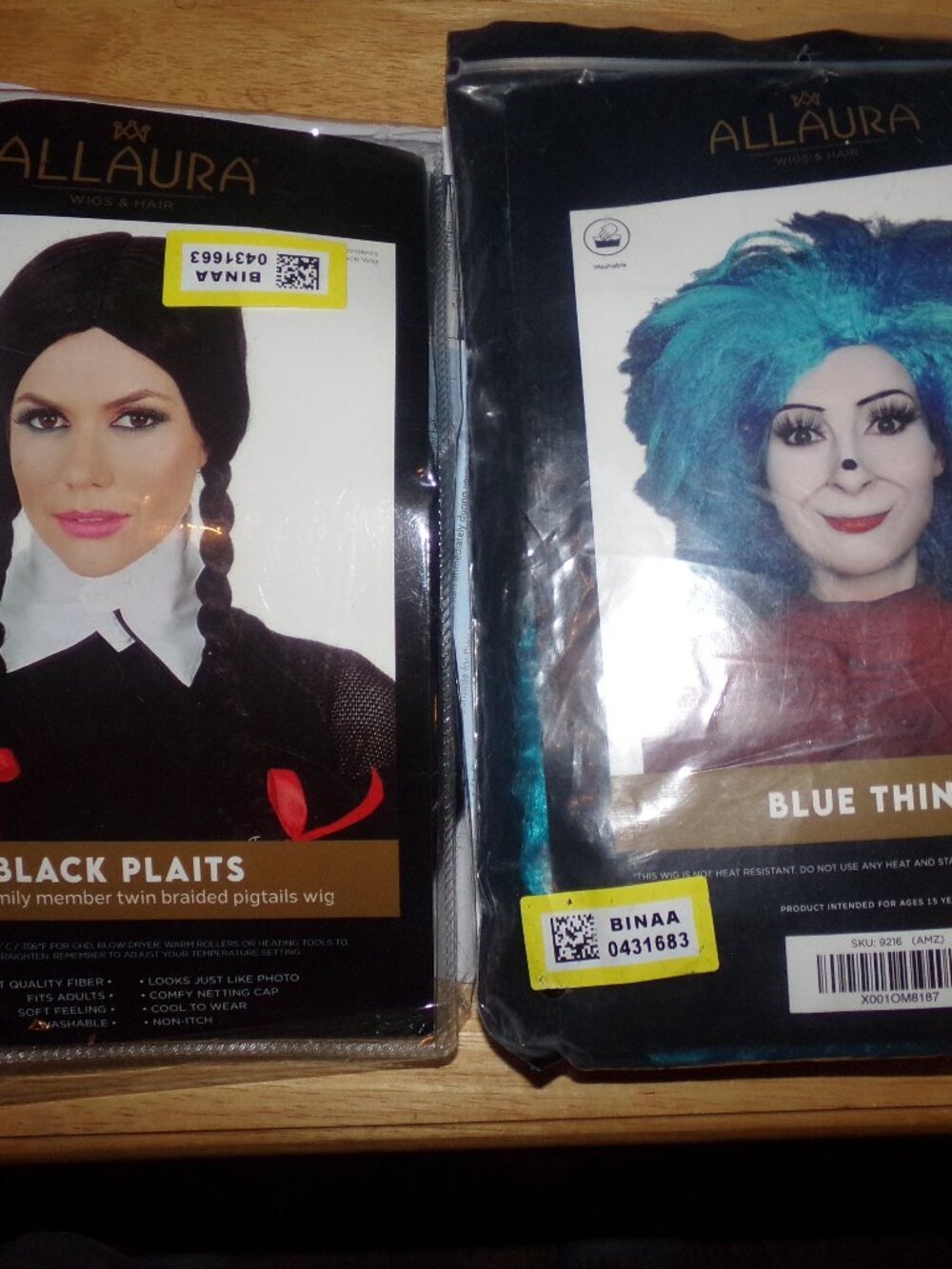 Allaura Costume Wig "Blue Thing" or "Black Plaits" (Pigtails like Wednesday)